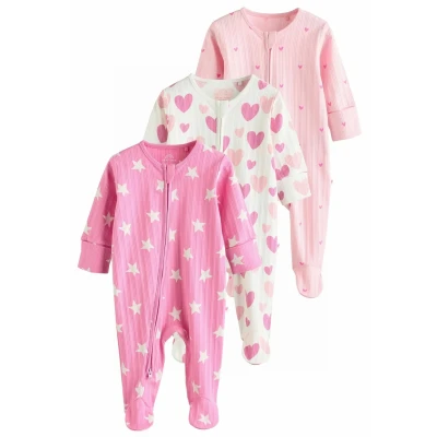 Imagen de Next Regular FIT 3 PACK Pijama de bebé para niños, Talla: 9 12m, Pink
