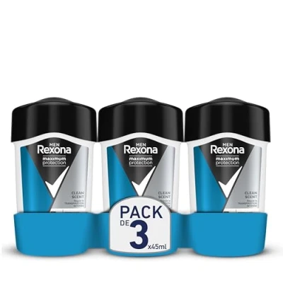 Imagen de Rexona Maximum Protection Desodorante en crema Antitranspirante para hombre Clean Scent 45ml, 3 Unidades