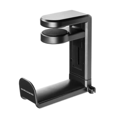 Imagen de Mars Gaming MHH Negro, Soporte Auriculares Tipo Pinza, Ajustable, Rotación 360º