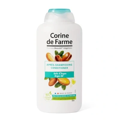 Imagen de Corine de Farme Acondicionador Suave con Aceite Argán 500 ml para Toda la Familia Sin Sulfatos Ni Parabenos Cosmético Natural Francia Pieles Sensibles