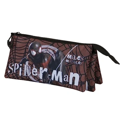 Imagen de Karactermania Spiderman Blackspider Triple Large Estuche escolar para niños, Talla: One Size, Rojo