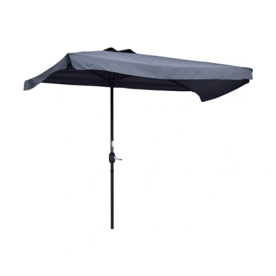Imagen de Outsunny Sombrilla Rectangular 230x130x249 cm Parasol para Pared Media con Manivela Protección UV Impermeable Balcón Terraza Jardín Gris Oscuro