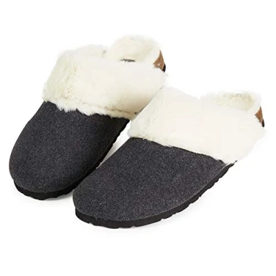Imagen de DUNLOP Zapatillas Mujer, Casa Mujer con Forro Polar, Pantuflas Suela de Goma Antideslizante (Gris Oscuro, Numeric_37)