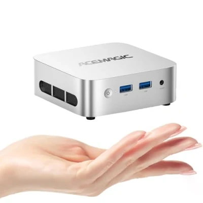 Imagen de ACEMAGICIAN Mini PC, Ιntel Alder Lake Ν95 8GB RAM 256GB M.2 SSD Ordenadores de Sobremesa, Dual Ethernet/HDMI*3 Pantalla Triple/WiFi 5/ BT4.2 para Oficina, Cine en Casa