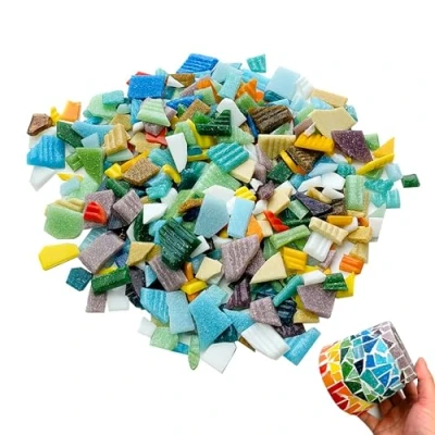 Imagen de xtemtoamz Teselas Para Mosaicos, Mosaico Ceramica, de Cristal, Piezas Vidrio Irregulares, Azulejos Colores, Bricolaje, Decoración, Macetas, Manualidades, 250g