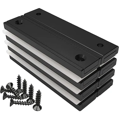 Imagen de Magnetpro 8 imanes rectangulares de 30 kg fuerza, 60 x 13,5 5 mm, revestimiento epoxi negro, resistencia a la corrosión, adecuados para exteriores, uso doméstico e industrial con tornillos