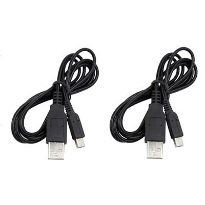 Imagen de Wicareyo Cable de cargador para DSi, 2 cables alimentación USB 1,2 m / 3,9 pies DSI NDSi XL 3DS N3DS