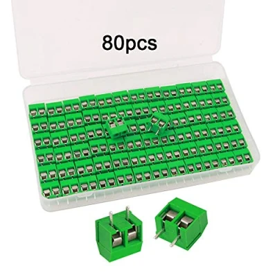 Imagen de FULARR® 80Pcs Premium 2 Posición Pines Plug In PCB Terminal Bloque, 5.08mm Pitch Montaje Tornillo Bloque Conector (300V / 10A, Verde)