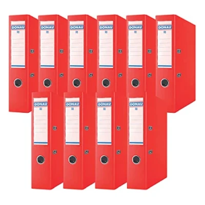 Imagen de DONAU Archivador de palanca (10 unidades, FSC/DIN A4, 7,5 cm, 10 unidades), color rojo/plástico