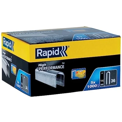 Imagen de Rapid Caja de Grapas Corona Redondeada para Cables Bajo Voltaje N.º36 Acero Galvanizado, 14 mm 5 x 1.000