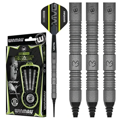 Imagen de WINMAU Michael Van Gerwn MvG Exact 18 Gramos Softip Dardos de tungsteno con vuelos y Ejes