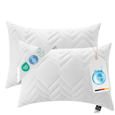 Imagen de sei Design Juego de 2 Classic Dream Almohadas Microfibra 40 x 60 cm, Blanco, Acolchado