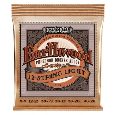 Imagen de Ernie Ball Earthwood Light Cuerdas para guitarra acústica de 12 cuerdas, bronce fosforado, calibre 9 46