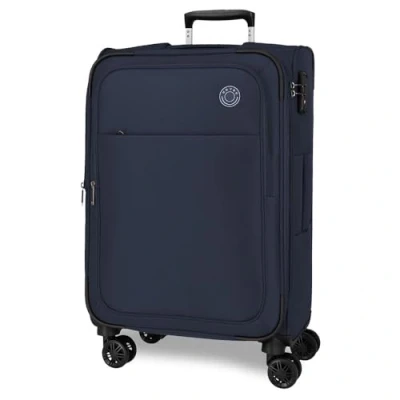 Imagen de Movom Atlanta Maleta Mediana Azul 43x66x26 cms Blanda Poliéster Cierre TSA 59L 2,6 kgs 4 Ruedas Dobles