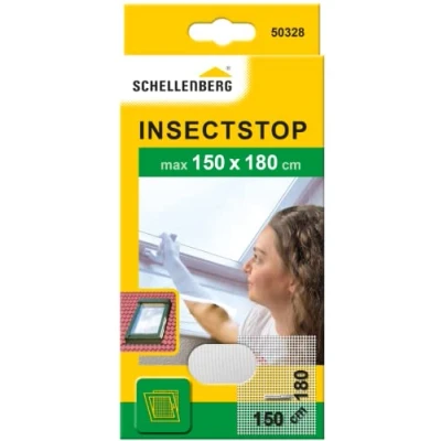Imagen de Schellenberg 50328 Mosquitera de protección para claraboyas con Cremallera, Lavable, Montaje rápido y Sencillo Desde el Interior, sin taladros, Incluye Banda fijación, 150 x 180 cm, Blanco