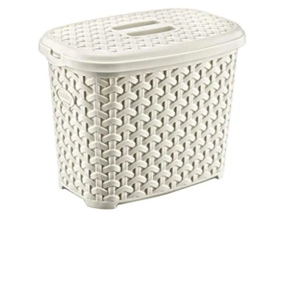 Imagen de Maya Professional Tools 081081B Cesta para Detergente Rattan Grande con Tapa, 6 litros, Beige
