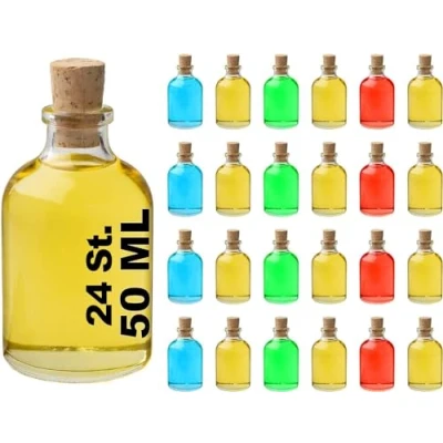 Imagen de casavetro 24 x 50 ml mini botellas pequeñas de vidrio con cierre corcho transparente