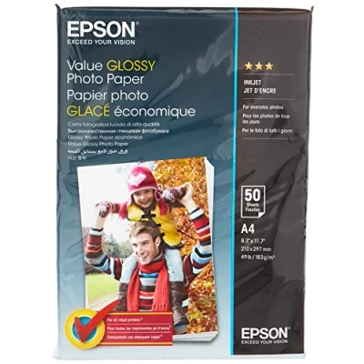 Imagen de Epson Value Glossy Photo Paper Papel fotográfico, 183 g/m², Multicolor, Inyección de tinta, A4 (210x297 mm)