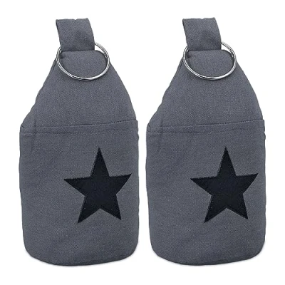 Imagen de Relaxdays 2er Set Türstopper mit Stern Motiv Topes Puerta con Estrella, Pack de 2 Sacos Arena Tela Asa, Sujetapuertas, 22,5x11cm, Gris Oscuro/Negro, Hierro