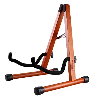 Imagen de HilerPunk soporte para guitarra, acústico de madera maciza, clásico guitarra eléctrica, marco en A, plegable bajo compatible con violonchelo, mandolina,