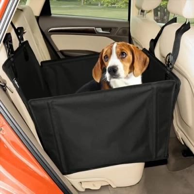 Imagen de asiento de coche para perro extra estable reforzado perros tamaño mediano con 4 correas sujeción, robusto e impermeable mascotas posterior