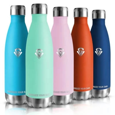 Imagen de HoneyHolly Botella Termica 500ML agua Acero Inoxidable, Termo con pared Doble Aislamient, de Fugas, Cantimplora para Niños, Deportiva, Gym Conserva 12 Horas Caliente, 24 frio