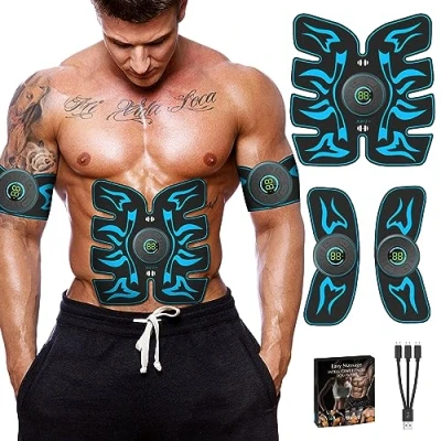 Imagen de KISUFU Electroestimulador Muscular, Muscular Abdominales, EMS Abdominales Cinturón, USB Recargable Masajeador Eléctrico Cinturón del Abdomen/Brazo/Piernas/Cintura/Glúteos.