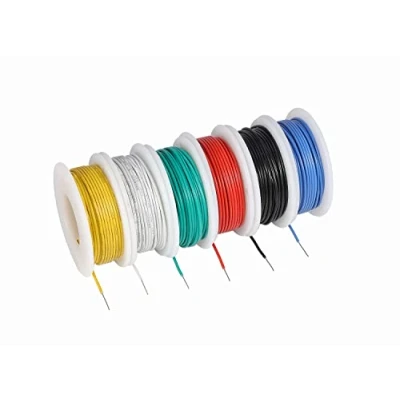 Imagen de TUOFENG 30 AWG Wire Solid Core Hookup Wires 6 Different Colored Jumper 100ft or 30m Each, Gauge Tinned Copper PVC (OD: 0.60mm) Hook up Kit, rojo, negro, verde, amarillo, azul, blanco