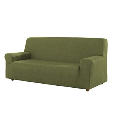 Imagen de Estoralis Berta Funda Sofá de Diseño Moderno Tejido Elastico Verde para 3 Plazas 170 a 220 cm. Protector Adaptable Todo Tipo sofás