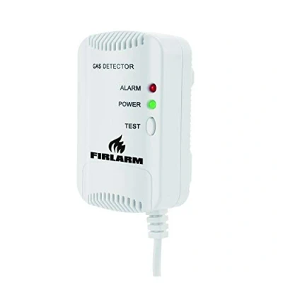 Imagen de Firlarm Detector de Gas, Alarma Gas LPG/Gas Natural/Ciudad, Monitor butano propano metano, Advertencia luz estroboscópica Monitor, Sensor Fugas enchufable (Blanco)