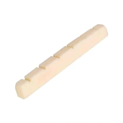 Imagen de Alnicov Cajuela de guitarra eléctrica hecha hueso ganado, 42 x 3,5 mm, parte inferior plana, superior ranurada, para guitarras Strat Tele 6 cuerdas