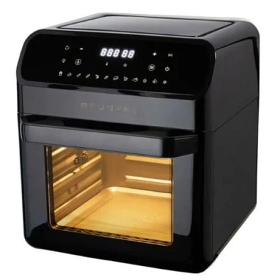 Imagen de Grunkel Freidora aire 12L Air FRYER BLACK OVEN 12 programas. Panel control digital a color Multifunción y ventanal visualización retroiluminada. Temporizador 60 minutos (Negro)