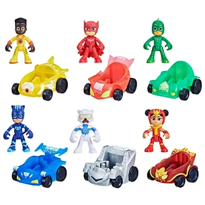 Imagen de PJ Masks Power Heroes Racer Collection Juguete Preescolar con 6 Figuras de acción y vehículos A Partir 3 años, Exclusivo en Amazon