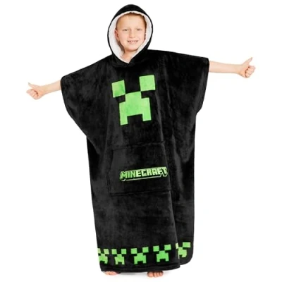 Imagen de Minecraft Sudadera Manta con Capucha, Batamanta Niños (Negro)