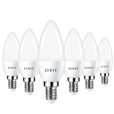 Imagen de LVWIT Bombillas LED Vela E14 (Casquillo Fino) 4.9W equivalente a 40W, 470 lúmenes, Color blanco frío 6500K, No regulable Pack de 6 Unidades. (View amazon detail page)