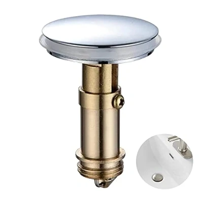 Imagen de tapón desplegable de clic para baño, drenaje fregadero 38 mm, emergente, cocina, lavabo y baño (latón macizo chapado en cromo)
