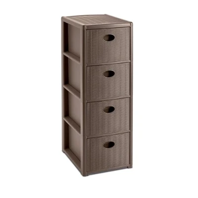 Imagen de Stefanplast Elegance Cajonera Slim para ahorrar espacio, 4 cajones, polipropileno, color gris, 40x30x80 cm