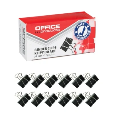 Imagen de Klipy do Dokumentów Office Products 32mm 12szt Czarne/Drobne Akcesoria Biurowe/Typ Akt/Rodzaj Standard/Materiał Metal/Kolor Czarny/Rozmiar