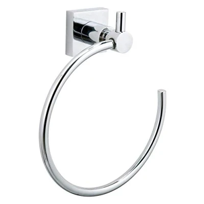 Imagen de tesa HUKK Toallero de aro cromado Anillo ovalado para montaje en pared sin taladrar, incluye solución adhesiva 177 mm x 200 70