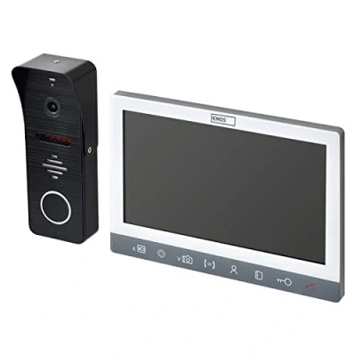 Imagen de EMOS H3010 Videoportero de Puerta con vídeo Impermeable, cámara Full HD visión Nocturna, Monitor Pantalla LCD a Color 7 Pulgadas, instantánea, grabación, intercomunicador, Blanco
