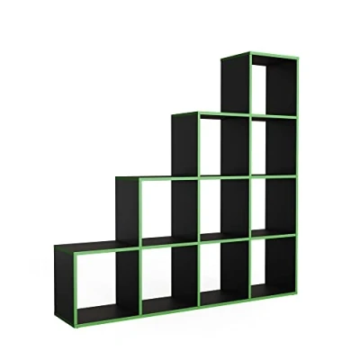 Imagen de Vicco Estantería escalonada, Negro/Verde/Verde, 142.4 x 143 cm