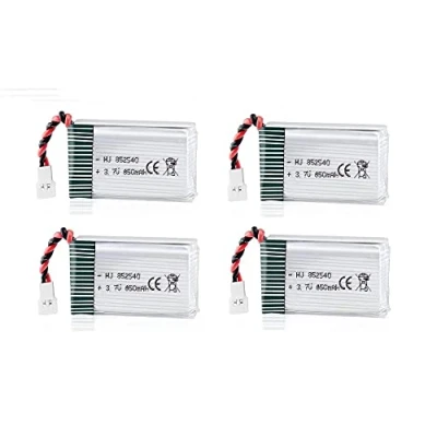Imagen de YUNIQUE GREEN CLEAN POWER Juego de 4 Baterías Lipo Recargables 850mAh 3.7V para Drones Syma X5SC X5SW Adecuadas Cuadricópteros RC, Larga Duración Plata 48x25x14 mm 20 gr