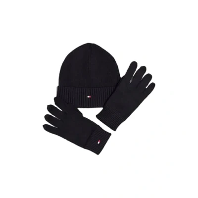 Imagen de Tommy Hilfiger FLAG Beanie &amp; Gloves Unisex SET Guantes, Talla: One Size, Black