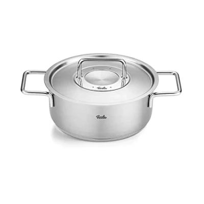 Imagen de Fissler Pure Collection Rustidera de 3,9 L y 24 cm Diámetro, Acero Inoxidable, con Tapadera Metálica, Escala Medición Interior, Inducción
