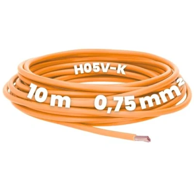 Imagen de Kalitec 10 metros H05V K 0,75 mm² naranja cable flexible I PVC individual mm2 cableado fino de conmutación