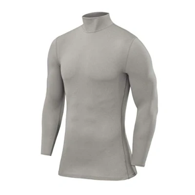 Imagen de PowerLayer Camiseta Compresión Niños Interior Térmica de Manga Larga y Cuello Alto para Compression Shirt Ciclismo Entrenamiento Gym Running Rugby Gris, 8 10 años