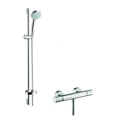 Imagen de Hansgrohe 27035000 Croma 100 Vario Set de ducha con termostato y barra 90 cm, 0,90 m