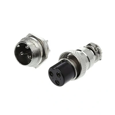 Imagen de Dabixx Conector de Metal para Macho y Hembra aviación (16 mm, 2/3/4/5/6/8/9 Pines, GX16 3 Color Negro