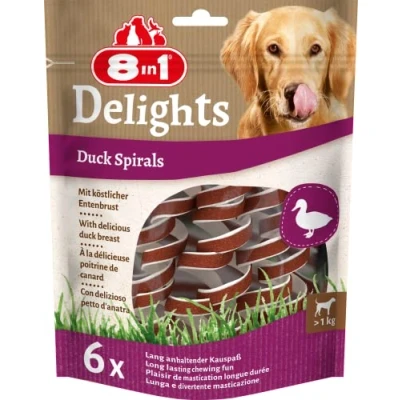 Imagen de 8in1 Delights Duck Espirales para Masticar saludables Perros, Carne de Pato Envuelta en Piel Vacuno, 6 Unidades