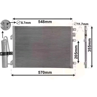 Imagen de VAN WEZEL 43015275 Condensador con secador 11,7 8,7 Aluminio 505 RENAULT: CLIO 2, Kangoo I, I Express